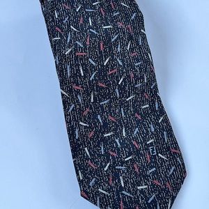 Fendi Roma Mens Multicolor Abstract Silk vintage Neck Tie